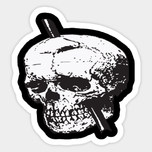 Black and White Skull of Phineas Gage With Tamping Iron Vector Sticker